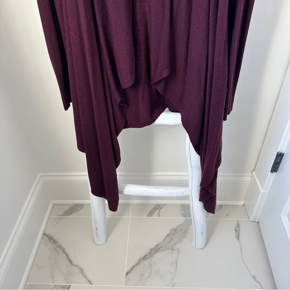 Leith Drape Front Long Duster Lightweight Cardigan Burgandy SZ Medium - Picture 8 of 10